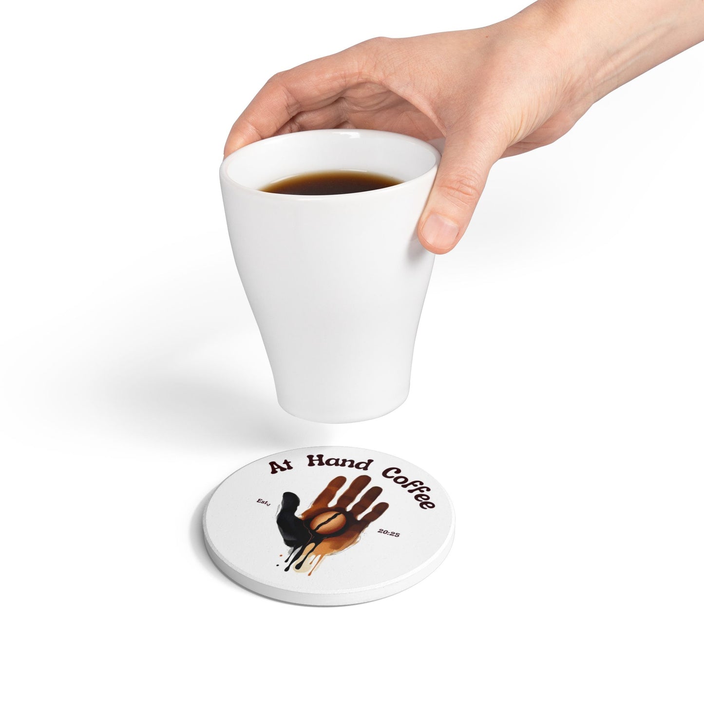 At Hand Coffee Ceramic Coaster